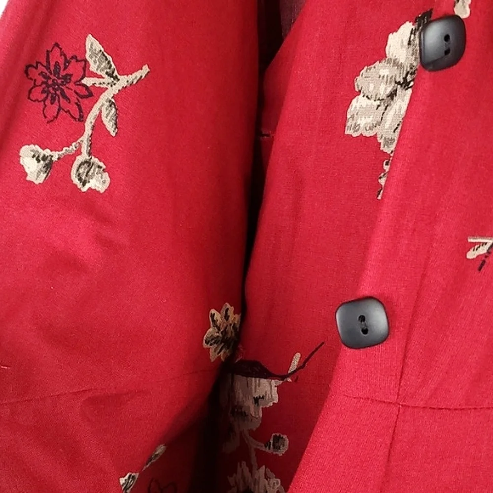 Vintage 90s Red Floral‎ Dress
